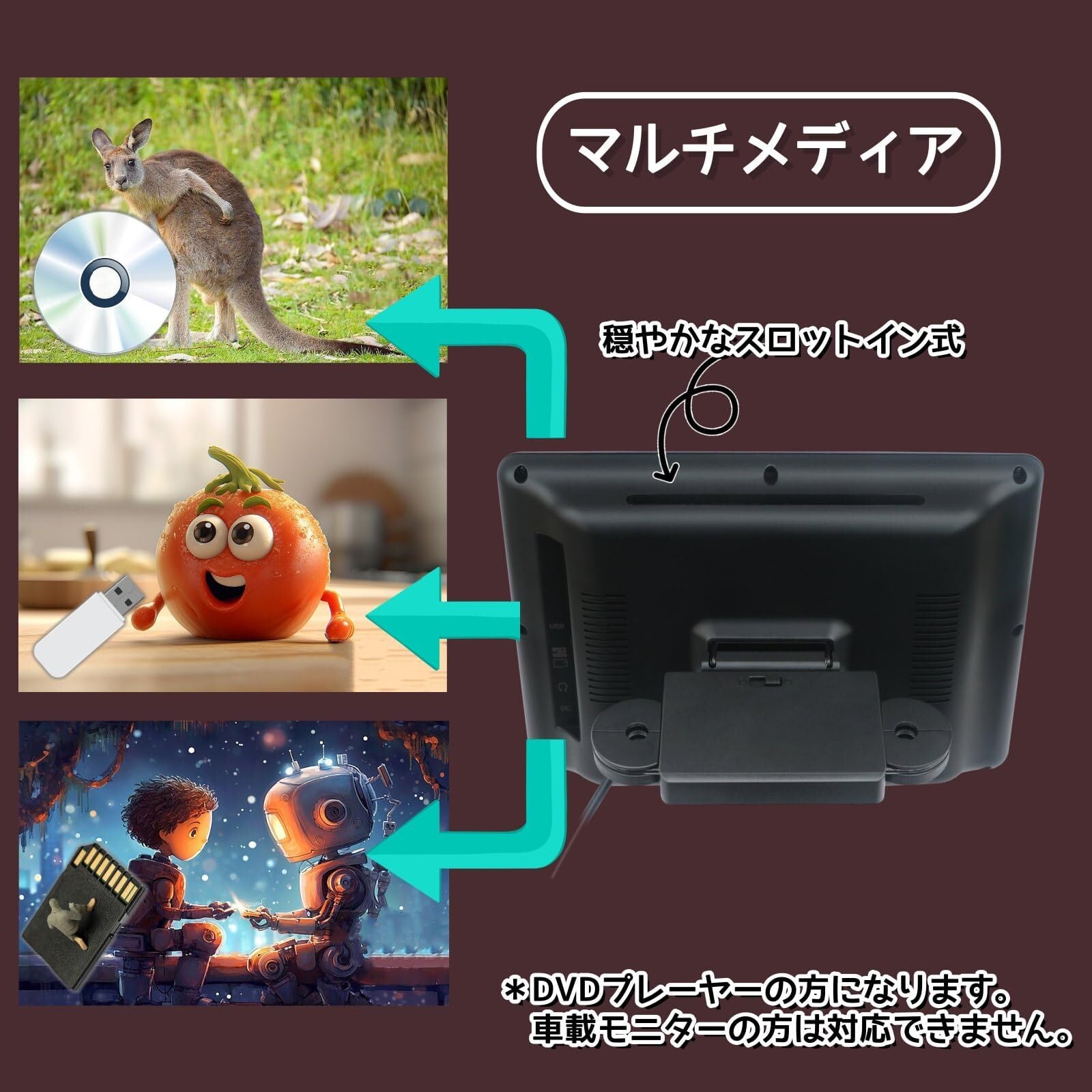 10.2インチ車用モニターLOSKAフリップダウンモニターHDMI対応新品未