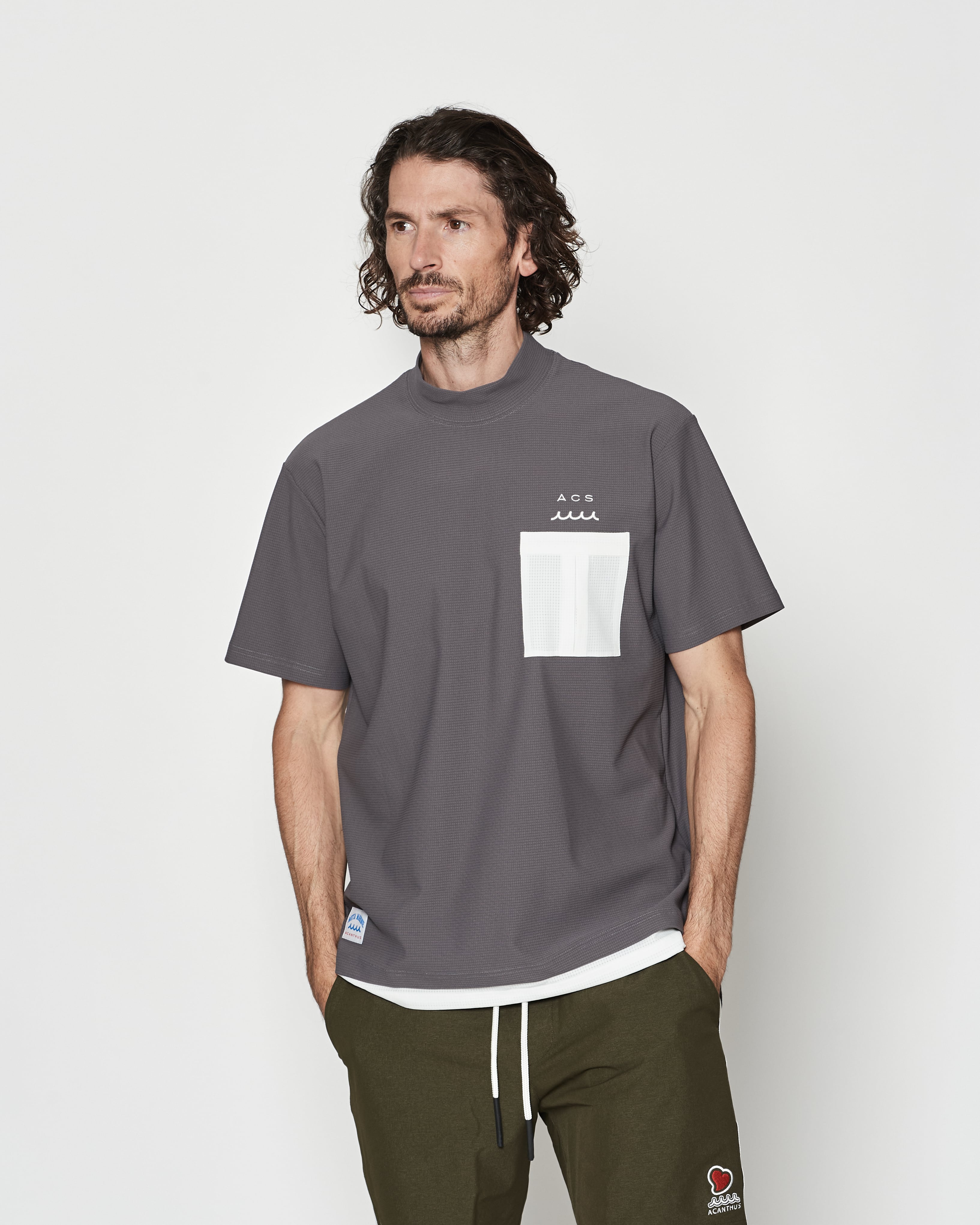 muta MARINE × ACANTHUS メッシュモックネックTシャツ | ACANTHUS