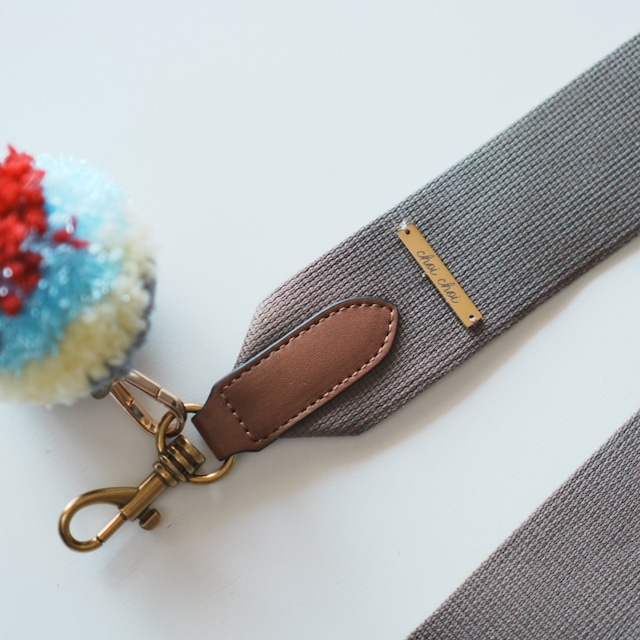 Bag Strap with Ponpon / Dark Taupe