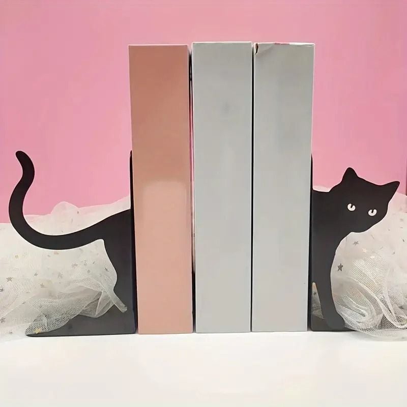ブックエンド 猫 ネコ かわいい アニマル 動物 机上 デスク 金属