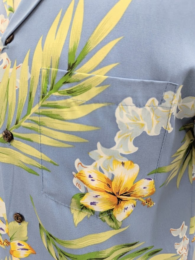 Two Palms 】アロハシャツ［Tuberose Blue］ | LeaLea Hawaiian Village