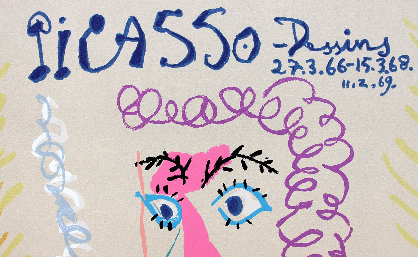 パブロ ピカソ「デッサン」額縁4色選択可能 作品証明書 展示用フック