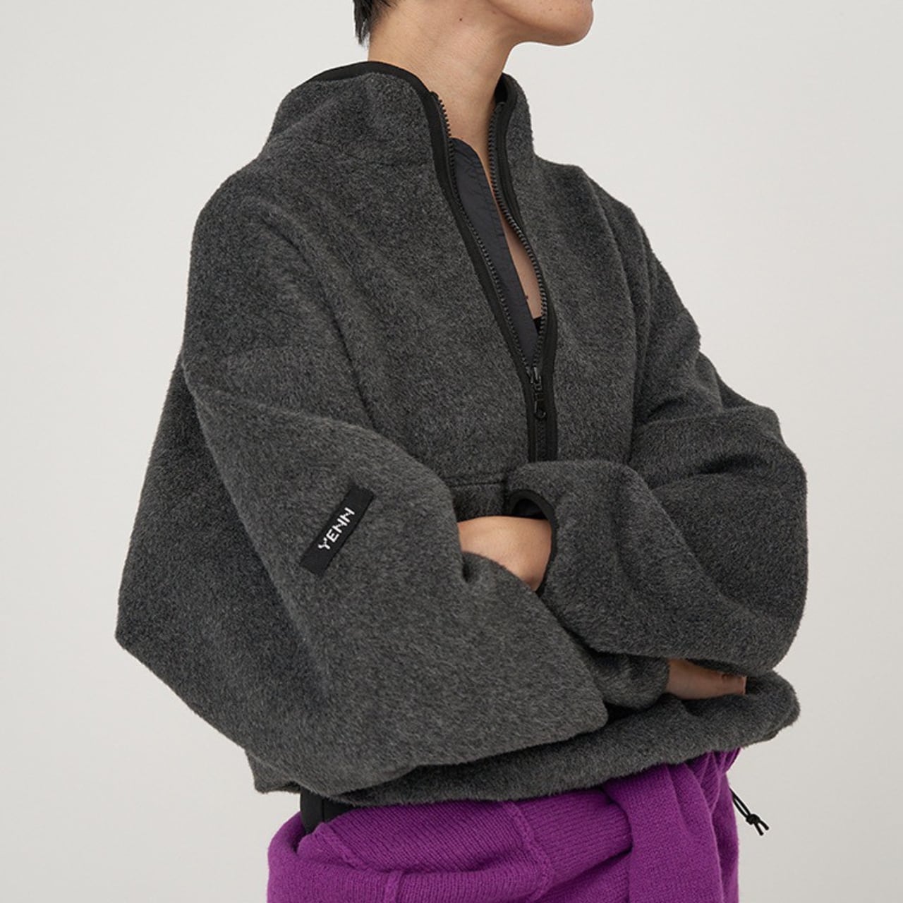 【YENN】SHAGGY HALF ZIP JK