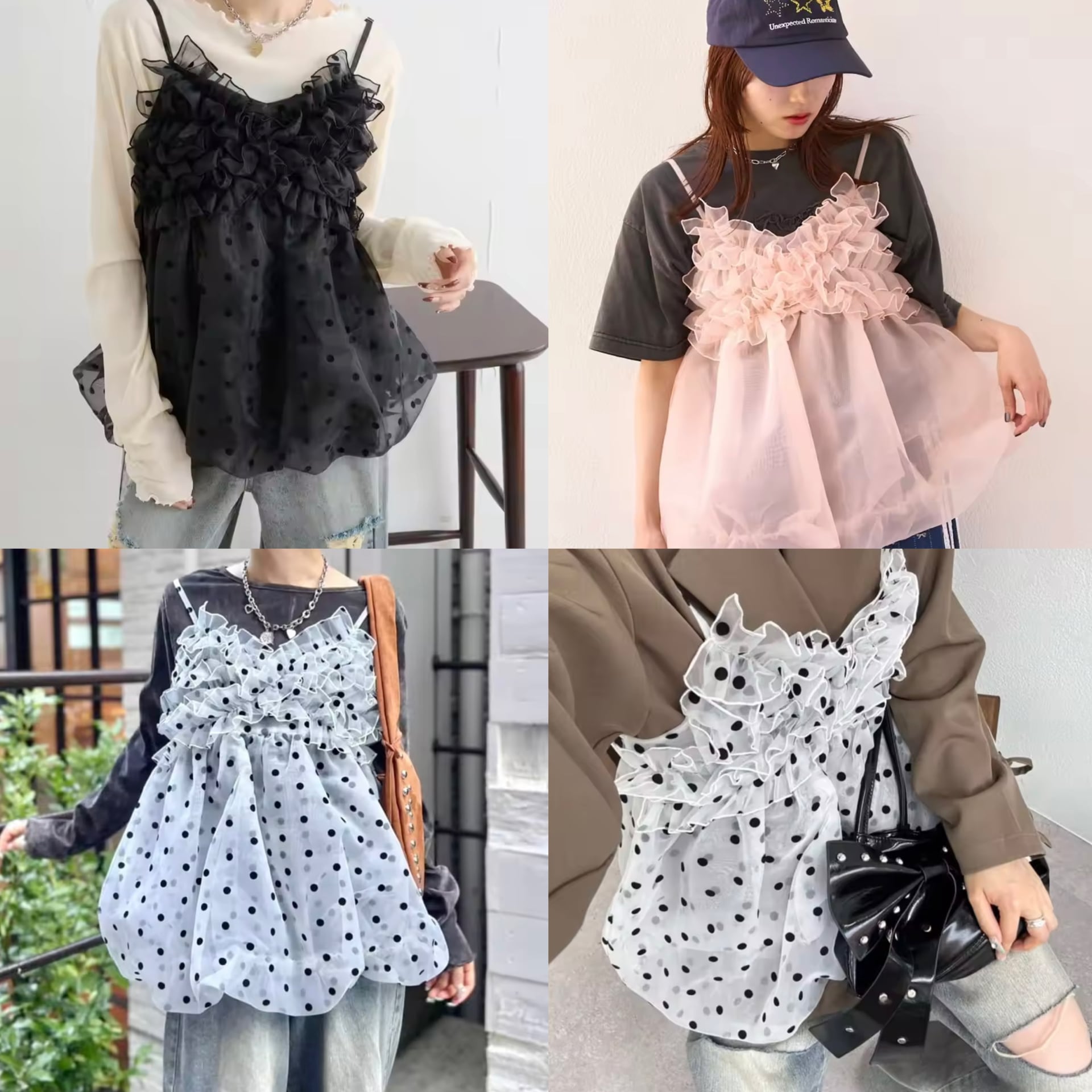 ドットキャミソールシアーチュールビスチェ / 3color | jbgcompany