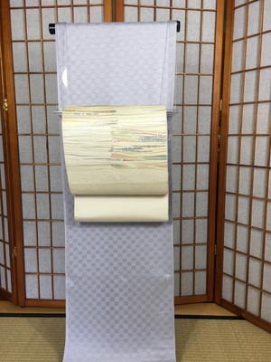 川島織物　市松段螺鈿袋帯【新古】