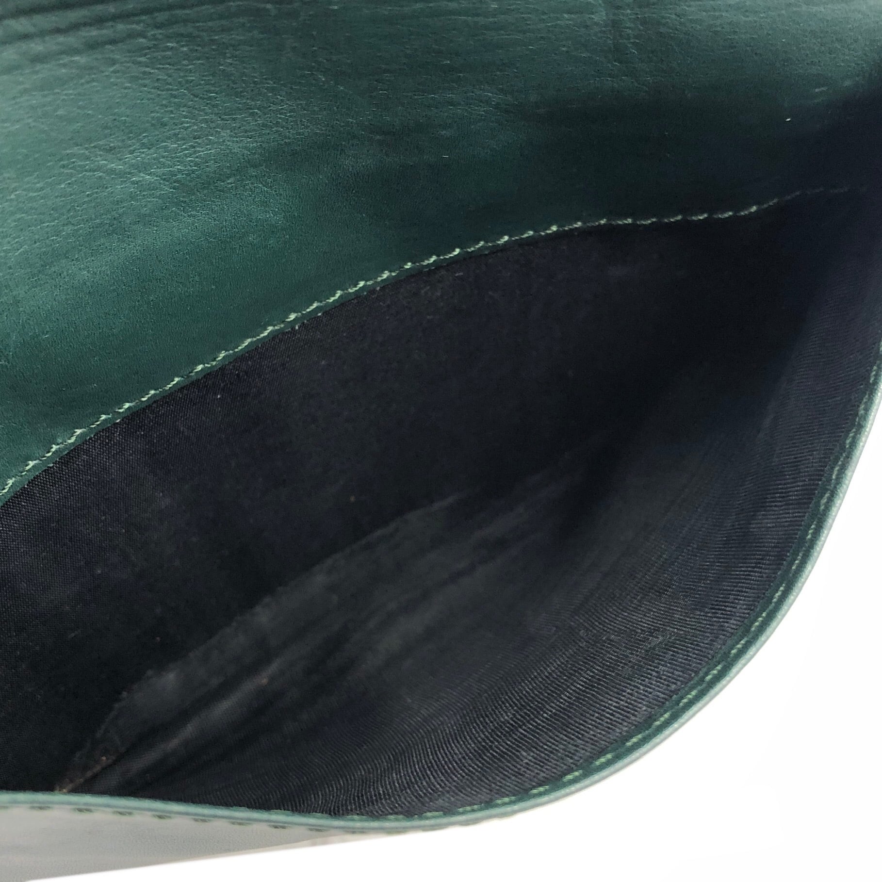 CELINE レザーケース ブラック/ダークグリーン CELINE セリーヌ ガンチーニ レザー フラップ ショルダーバッグ