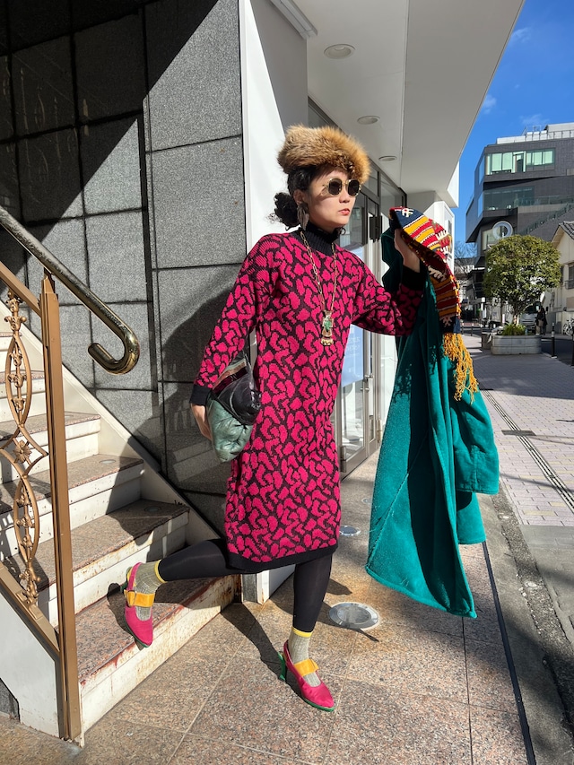 Vintage leopard knit dress ( ヴィンテージ レオパード ニット ワンピース  )