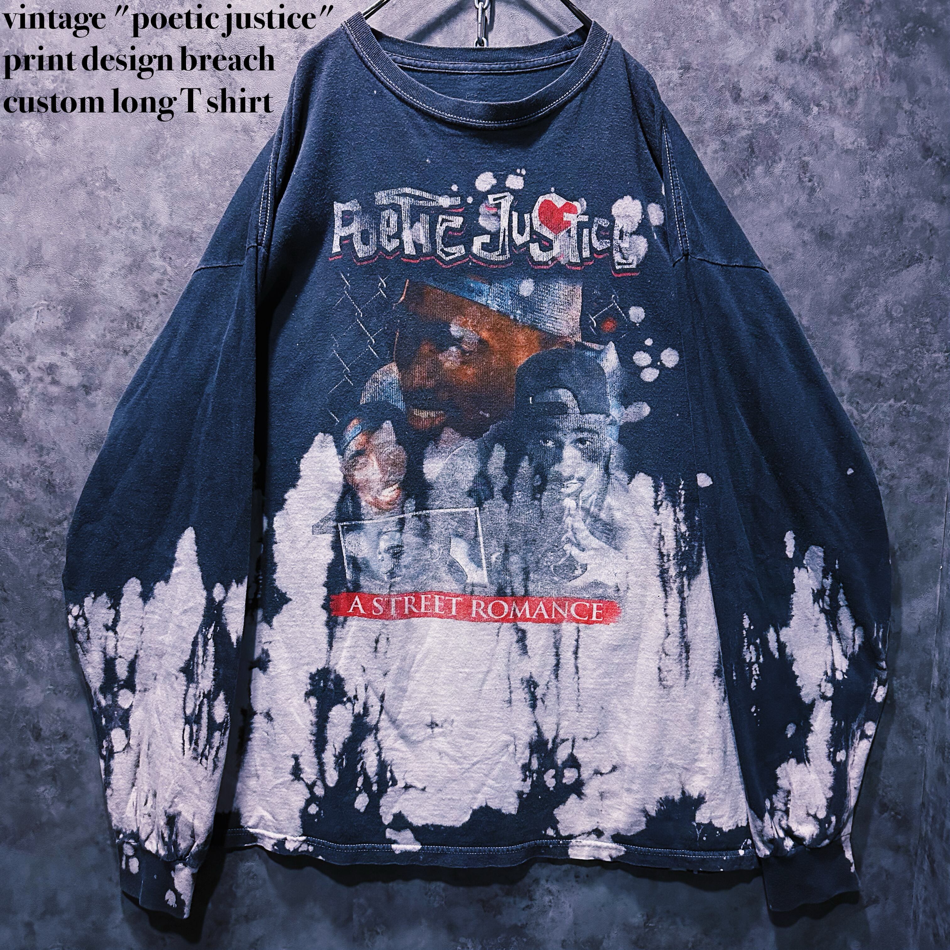 【doppio】vintage "poetic justice" print design breach custom long T shirt