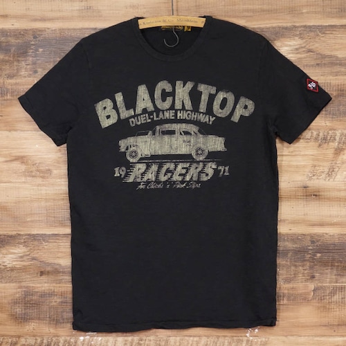ジョンソンモータース メンズ 半袖 Tシャツ Johnson Motors BLACKTOP RACERS 55年型シェビー