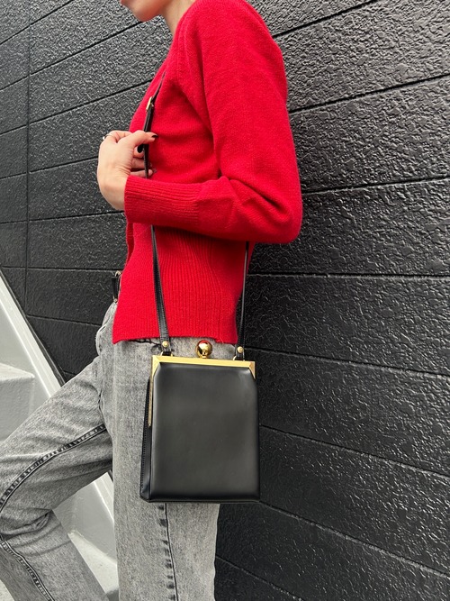 Yves Saint Laurent イヴ・サンローラン ショルダーバッグ ブラック がま口 レザー ミニバッグ vintage ヴィンテージ オールド 8z366v