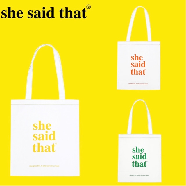 【即発/正規品】she said that logo bag 4colors / シーセッドザット ロゴバッグ トートバッグ 韓国 雑貨