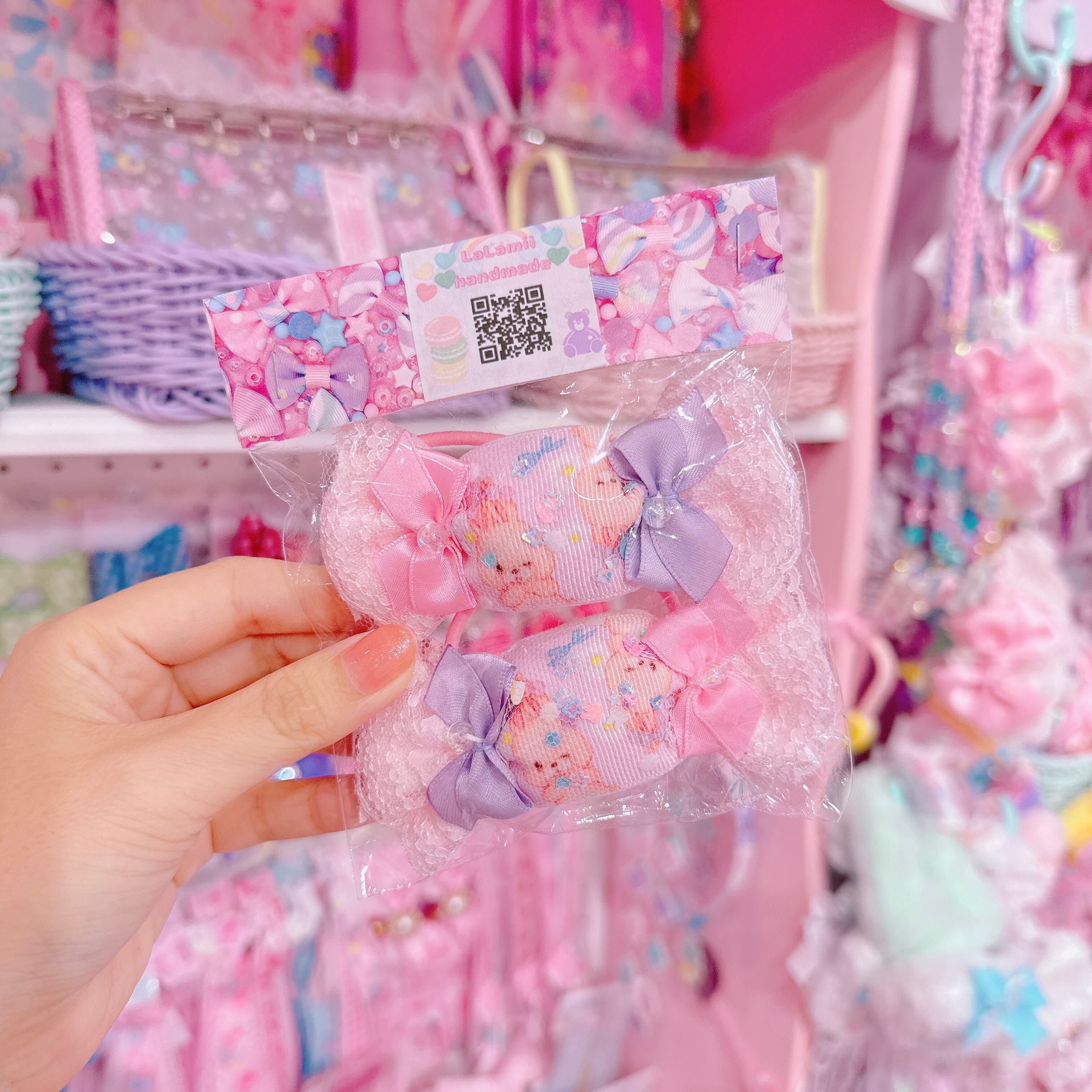 【E3】92-6キャンディリボンツインヘアゴム