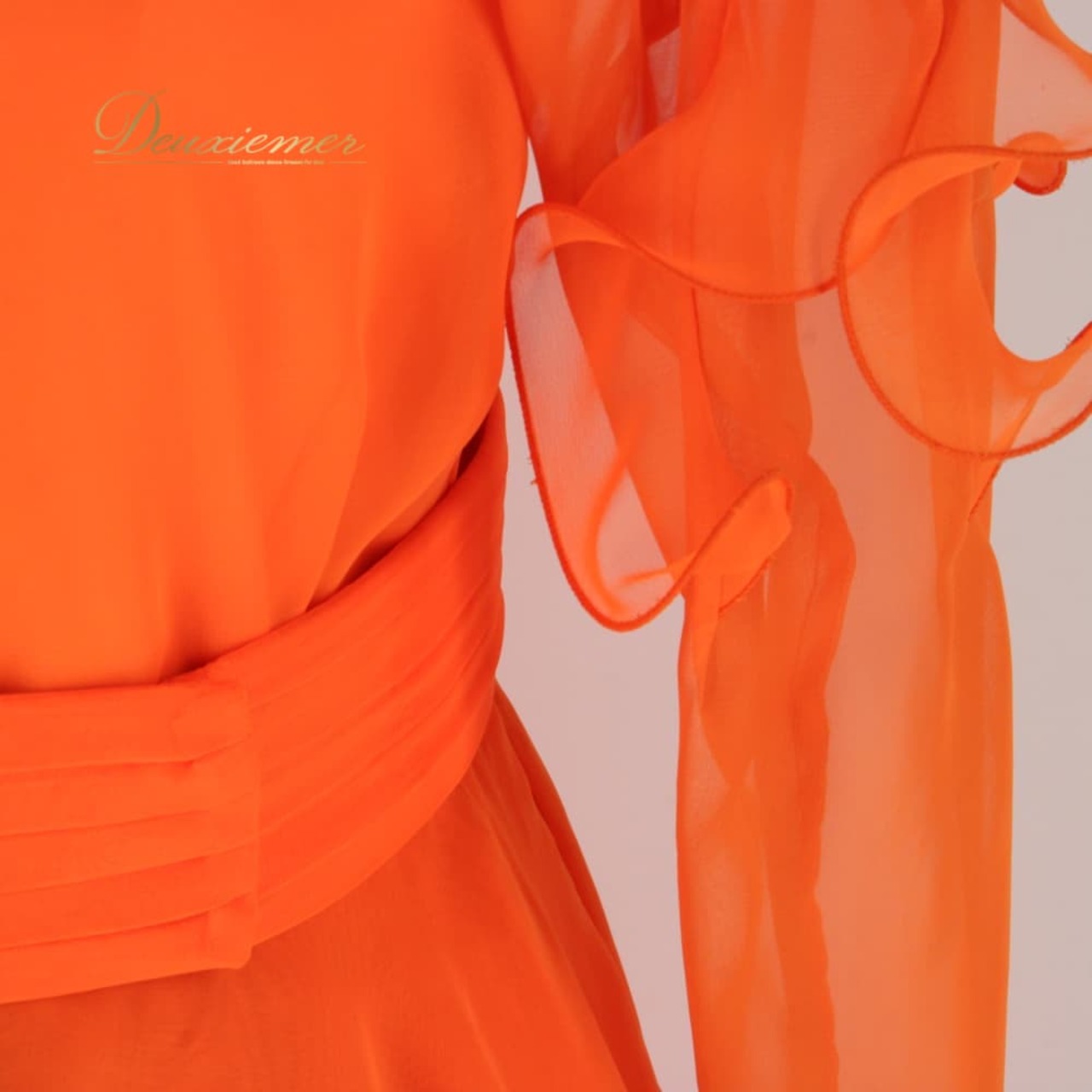 社交ダンス 衣装 Fashionα ファッションアルファ ツーピース セットアップ 上下セット トップス スカート レッスンウェア オレンジ系 蛍光 無地 シンプル 練習着 レディース オールシーズン ボールルームダンス ソシアルダンス 上品 華やか エレガント