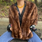 USA製 ヴィンテージ ミンク ファー 毛皮 ケープ 古着 ビンテージ ブラウン 茶色 ポケット付き【f231027023】