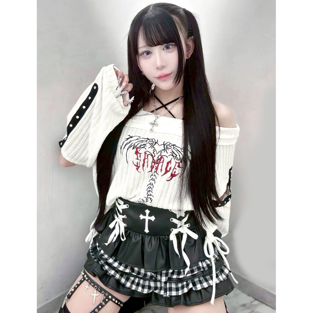 クロスレザー チェックティアードスカート | VOLCAN&APHRODITE