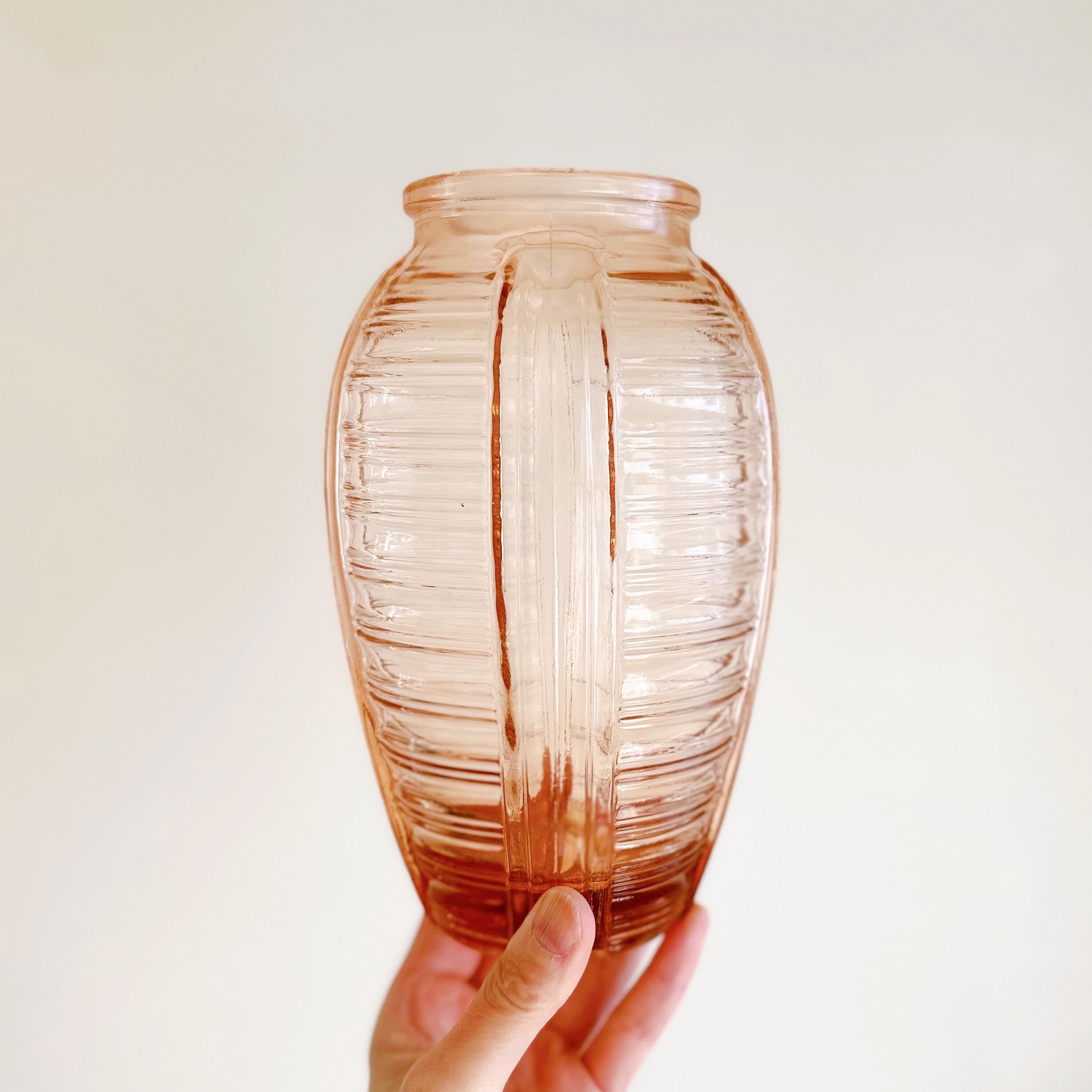 Art Déco アール・デコ ピンクガラス フラワーベース 花瓶（フランス