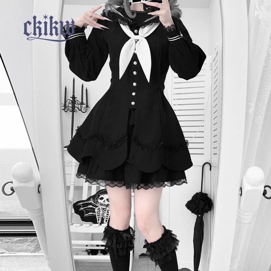 地雷系量産型 ゴスロリ 3点セット セーラー風 推し活 ライブ衣装