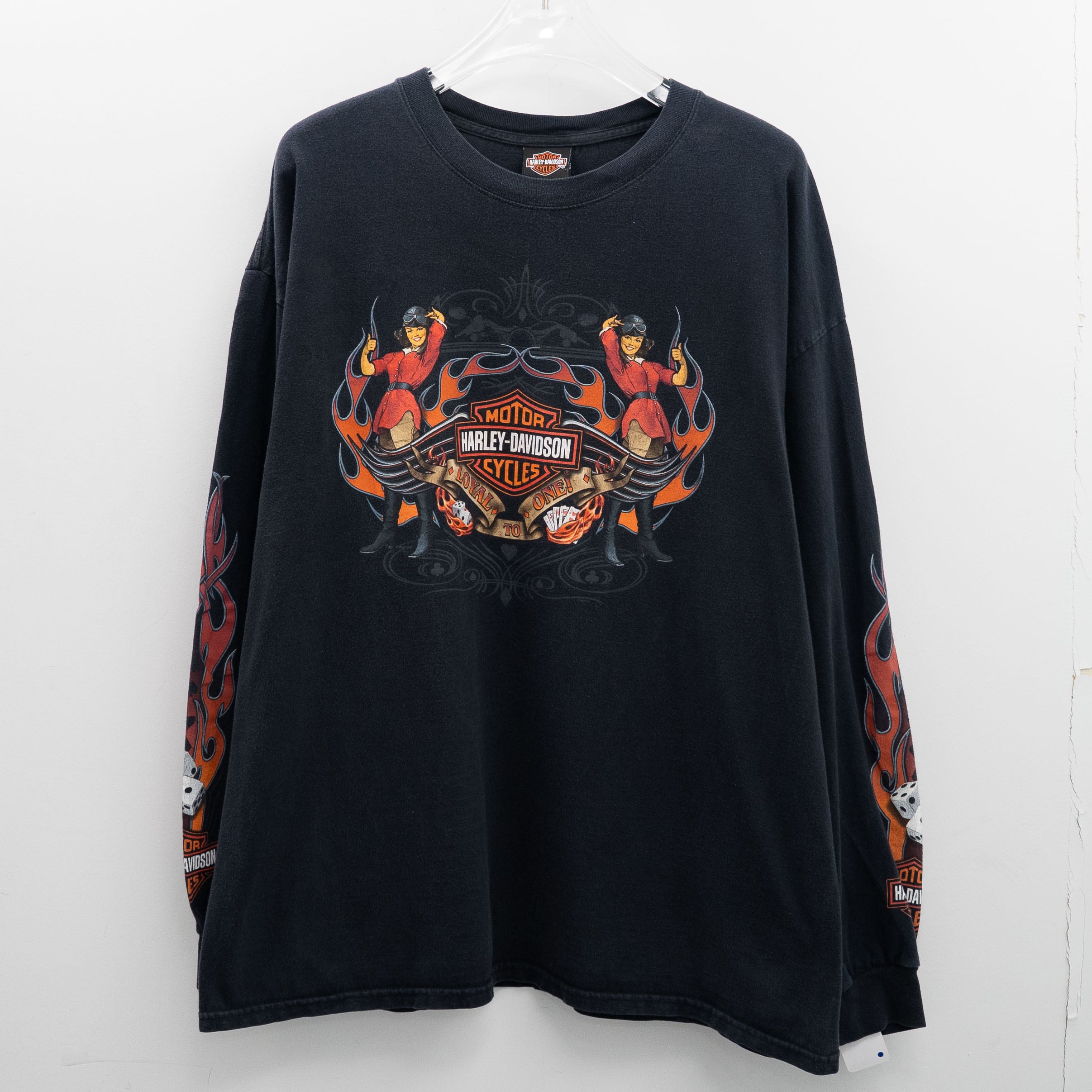 Harley Davidson " Dice Flame Hacienda L/S " Original Tag 2XL【A9-621】