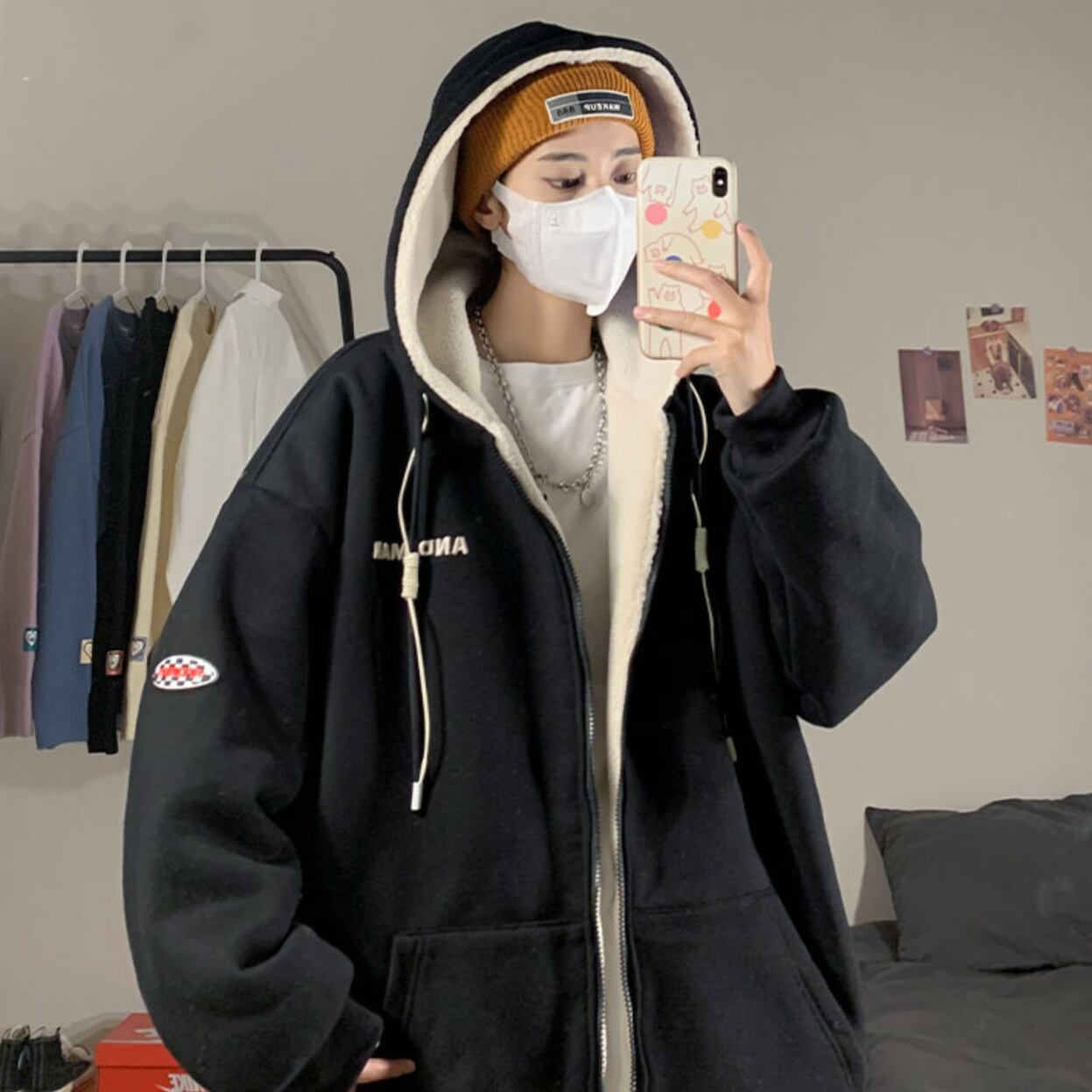 同梱不可 Is Ness オーバーサイズ ジップアップパーカー ネイビー パーカー