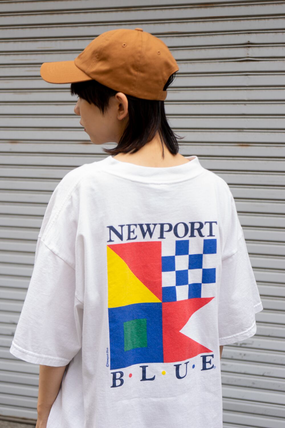 90sUSA製ヴィンテージ シングルステッチ Newport企業ロゴtシャツXL