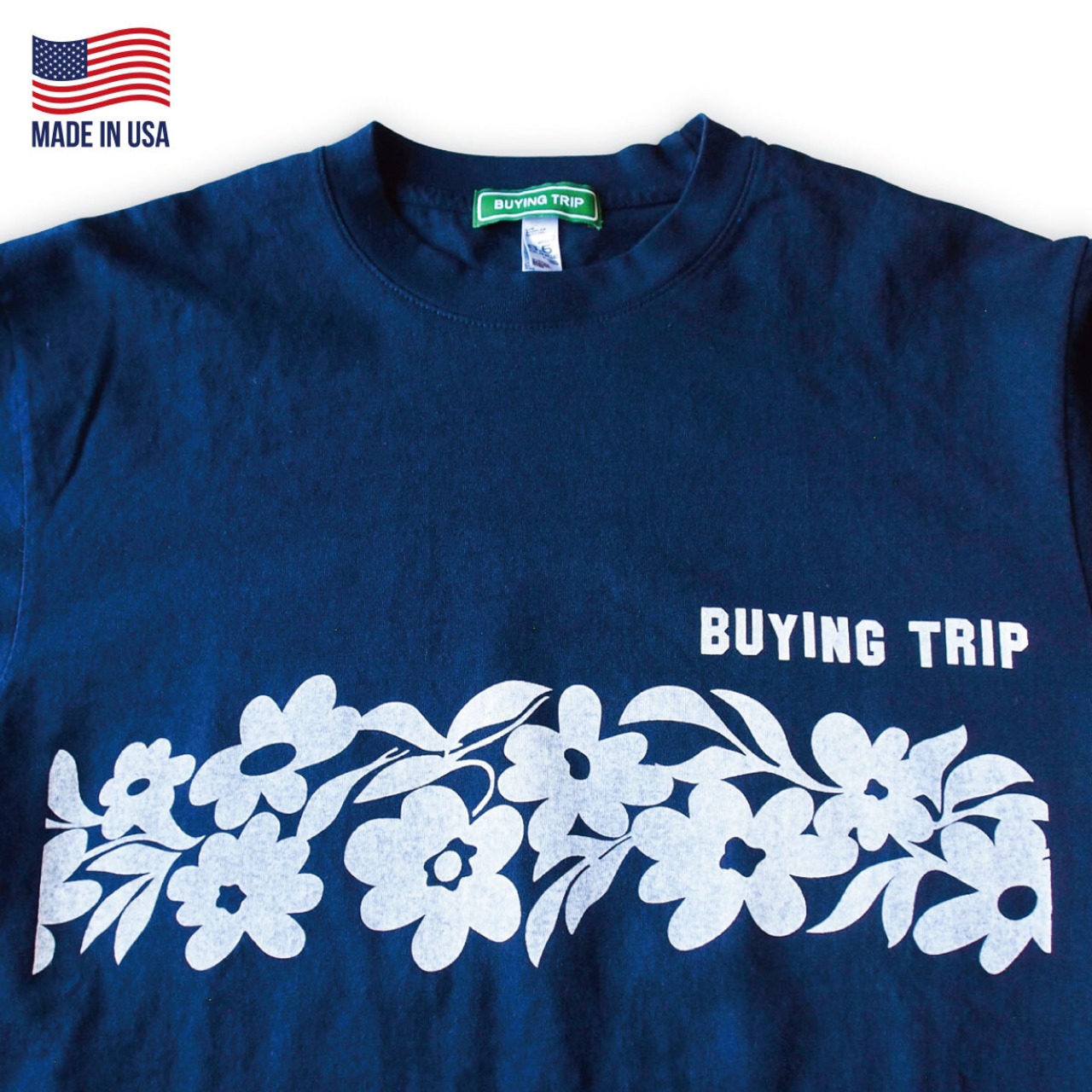 【BUYING TRIP】"Flower" Garment Dye Long Sleeve T-shirt (NAVY DYED)