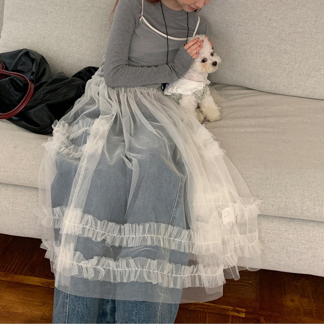 tulle sheer camisole one piece　J00314