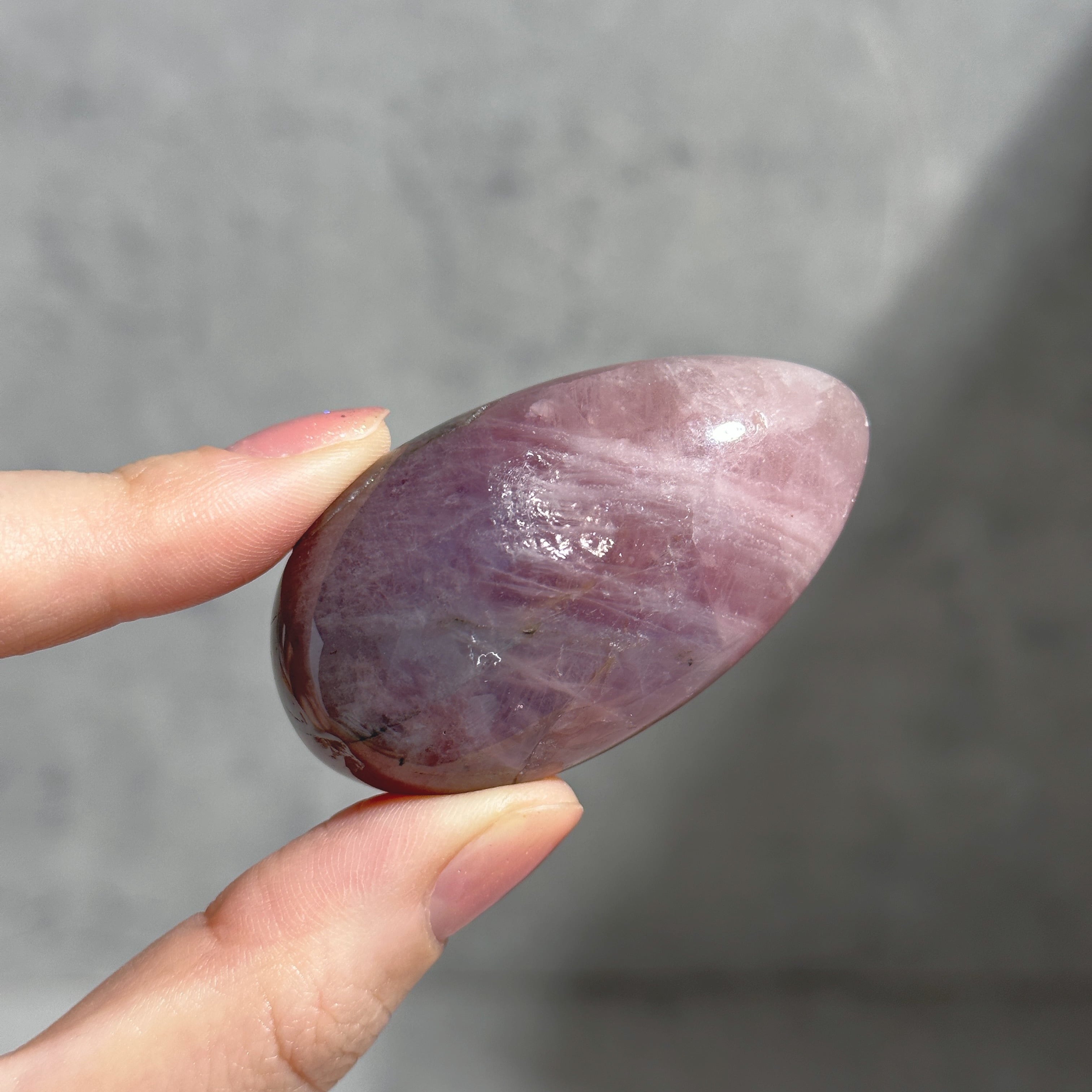 虹◎パープルローズクォーツ パームストーン23◇Purple Rose Quartz