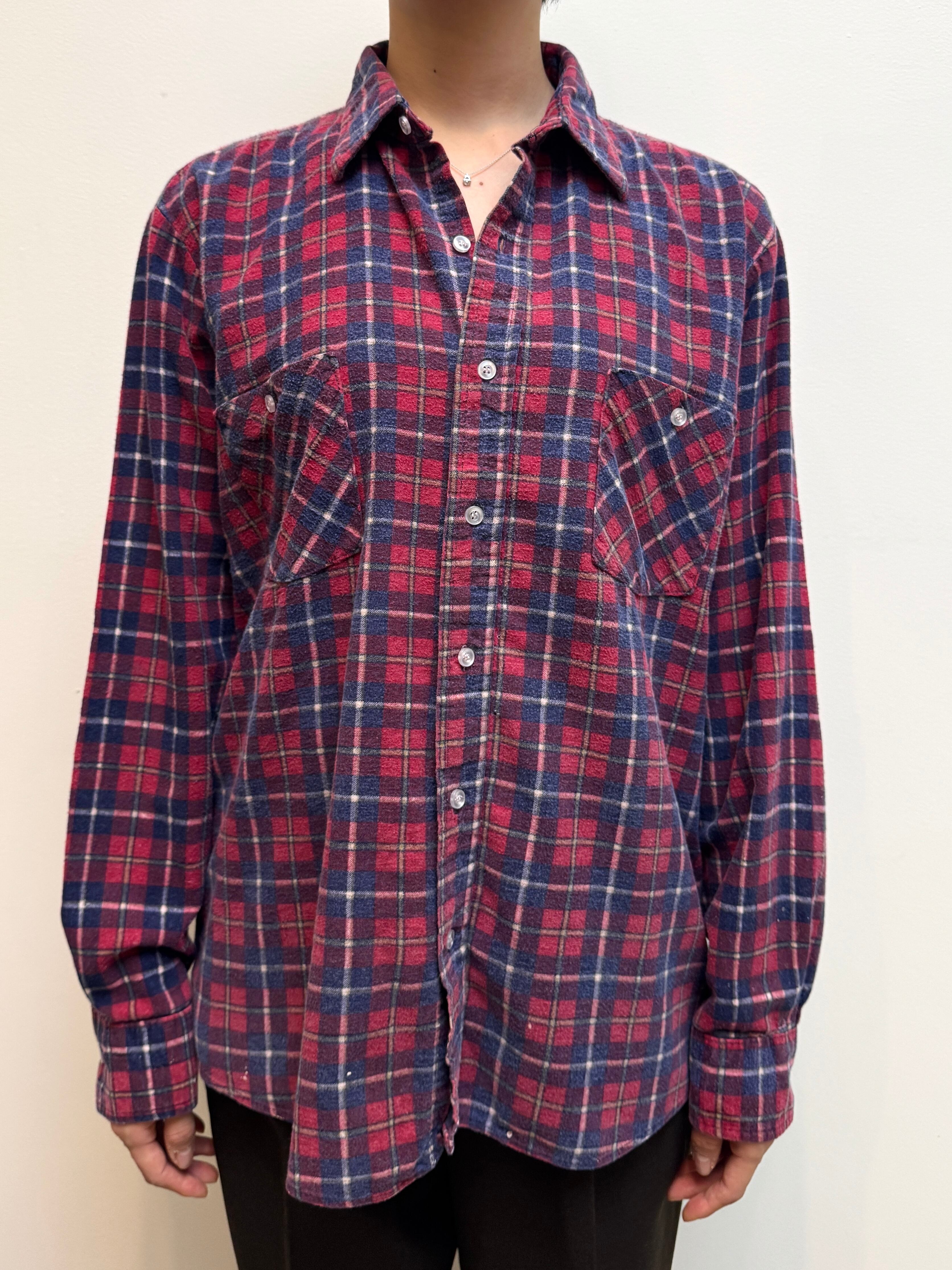 BL18-16 USED AMERICAN EDITION CHECK SHIRT "USA製" -RED-