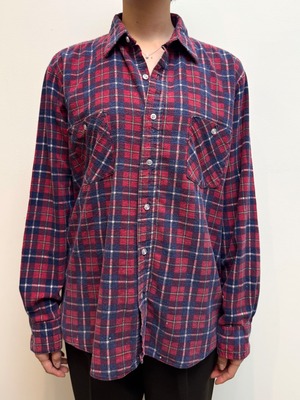 BL18-16 USED AMERICAN EDITION CHECK SHIRT "USA製" -RED-