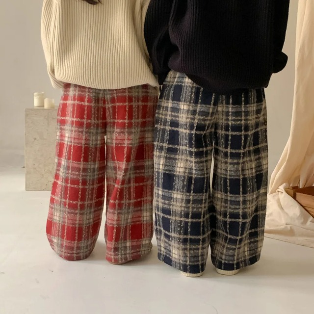 [取り寄せ]check wide pants