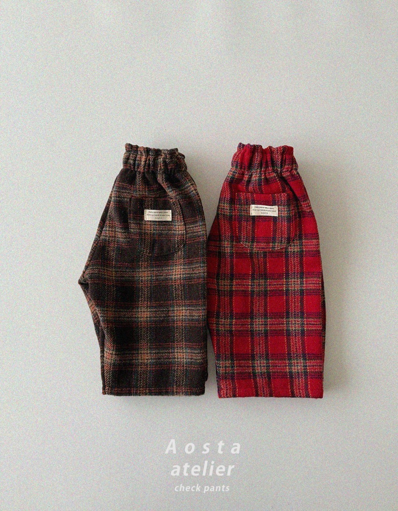 【Aosta】チェックパンツ ブラウン 70~110cm 2025 WINTER 韓国子供服 - 9