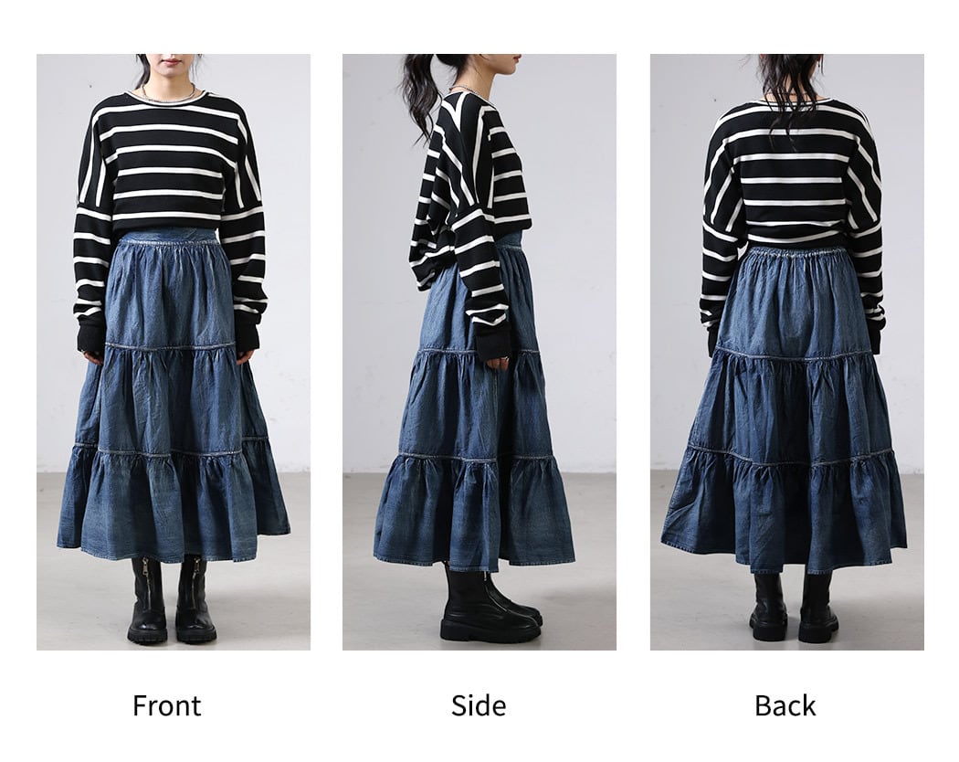 宅配便】デニム風ティアードスカート/skirt036 | DAY CLOSET 宅配便】デニム風ティアードスカート/skirt036 | DAY CLOSET