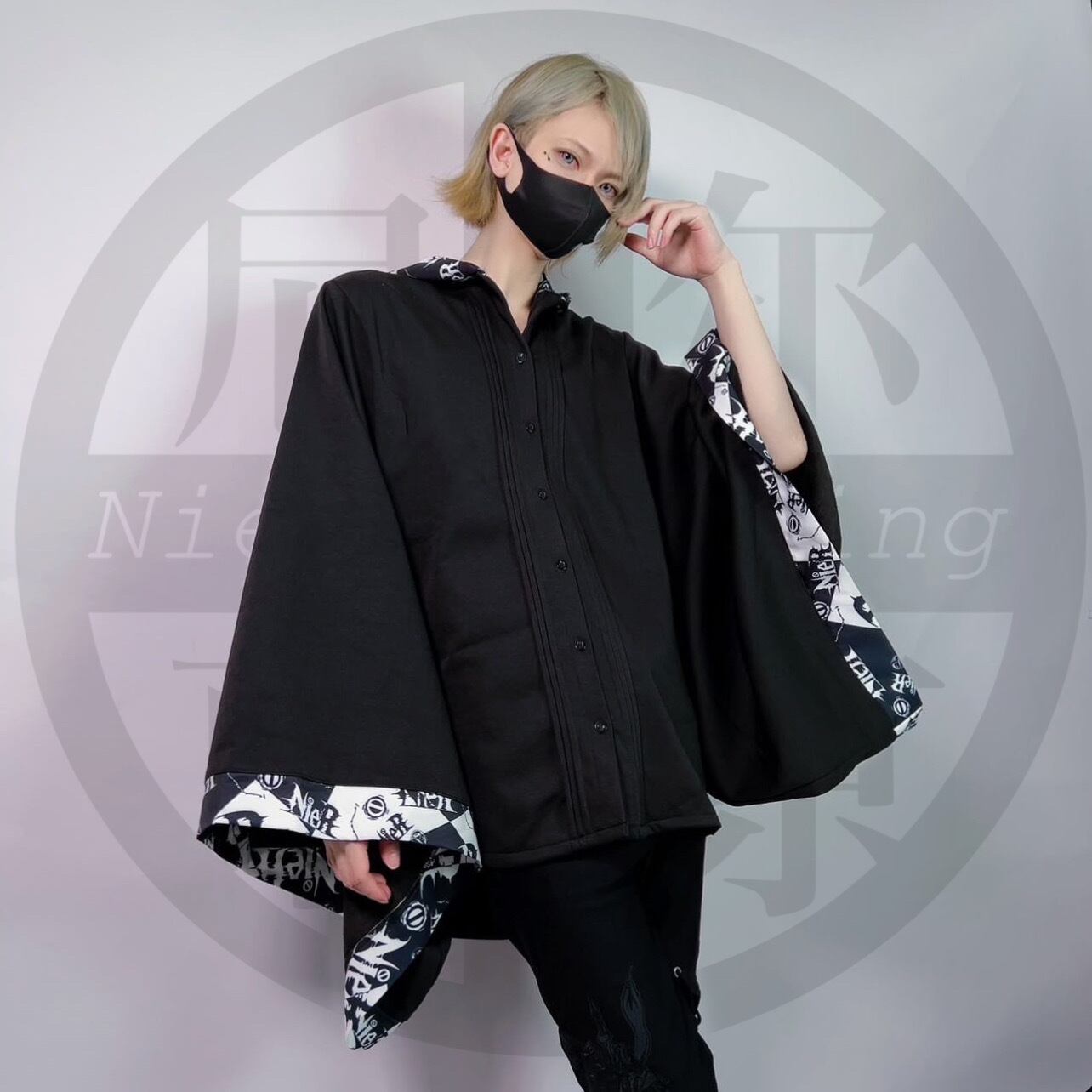 裏地防寒フリース 着物風袖フード付きブロッキングシャツ | NIER CLOTHING powered by BASE