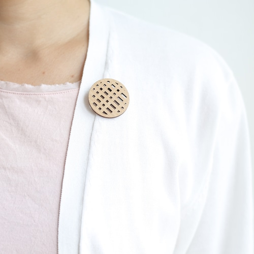 Waffle brooch cirkle / ワッフルブローチまる