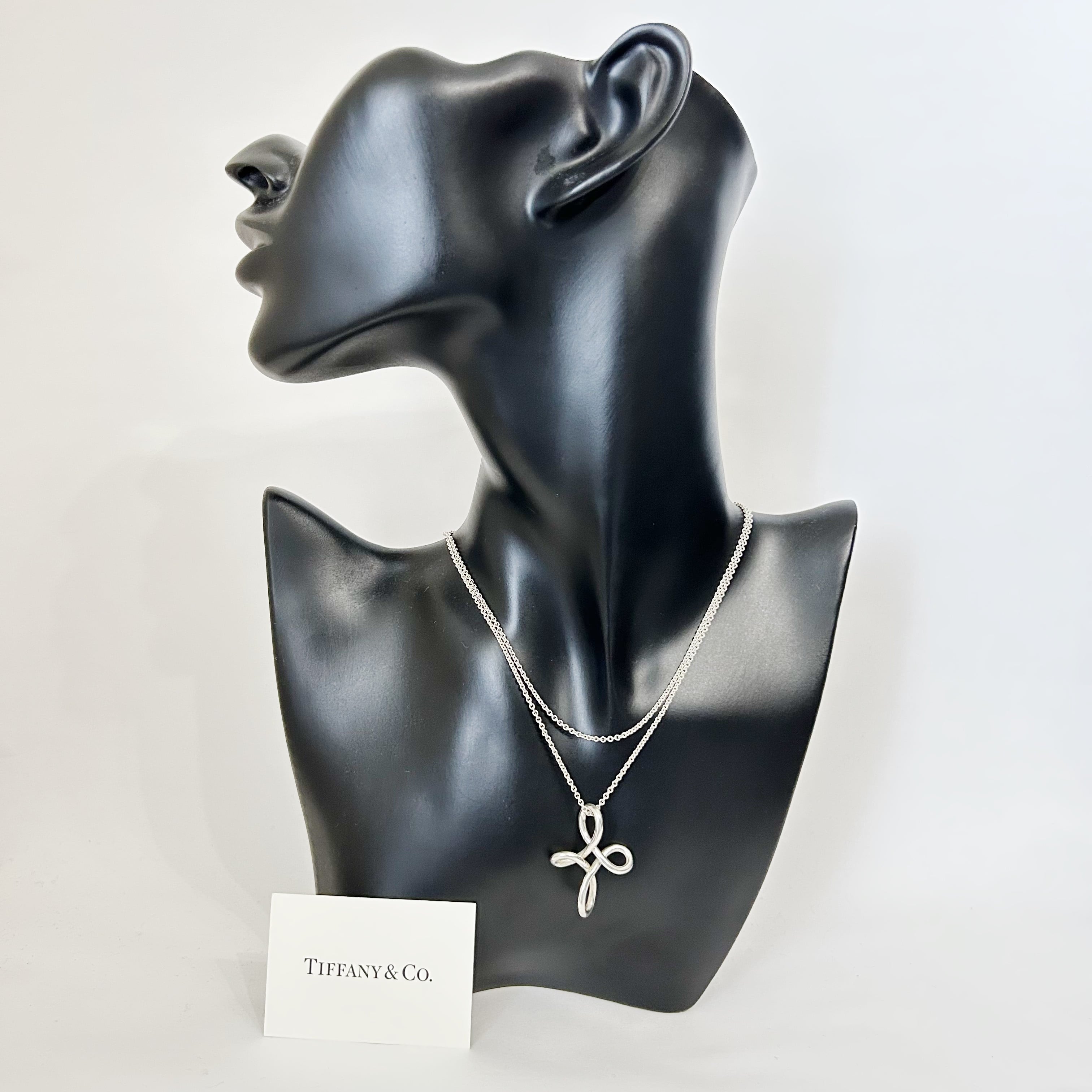 T7174】Tiffany&Co. Infinity cross long chain necklace/silver925