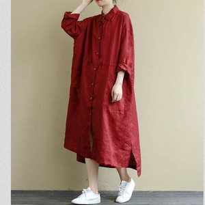 【再入荷】バックロングテール　シャツワンピース N WP114