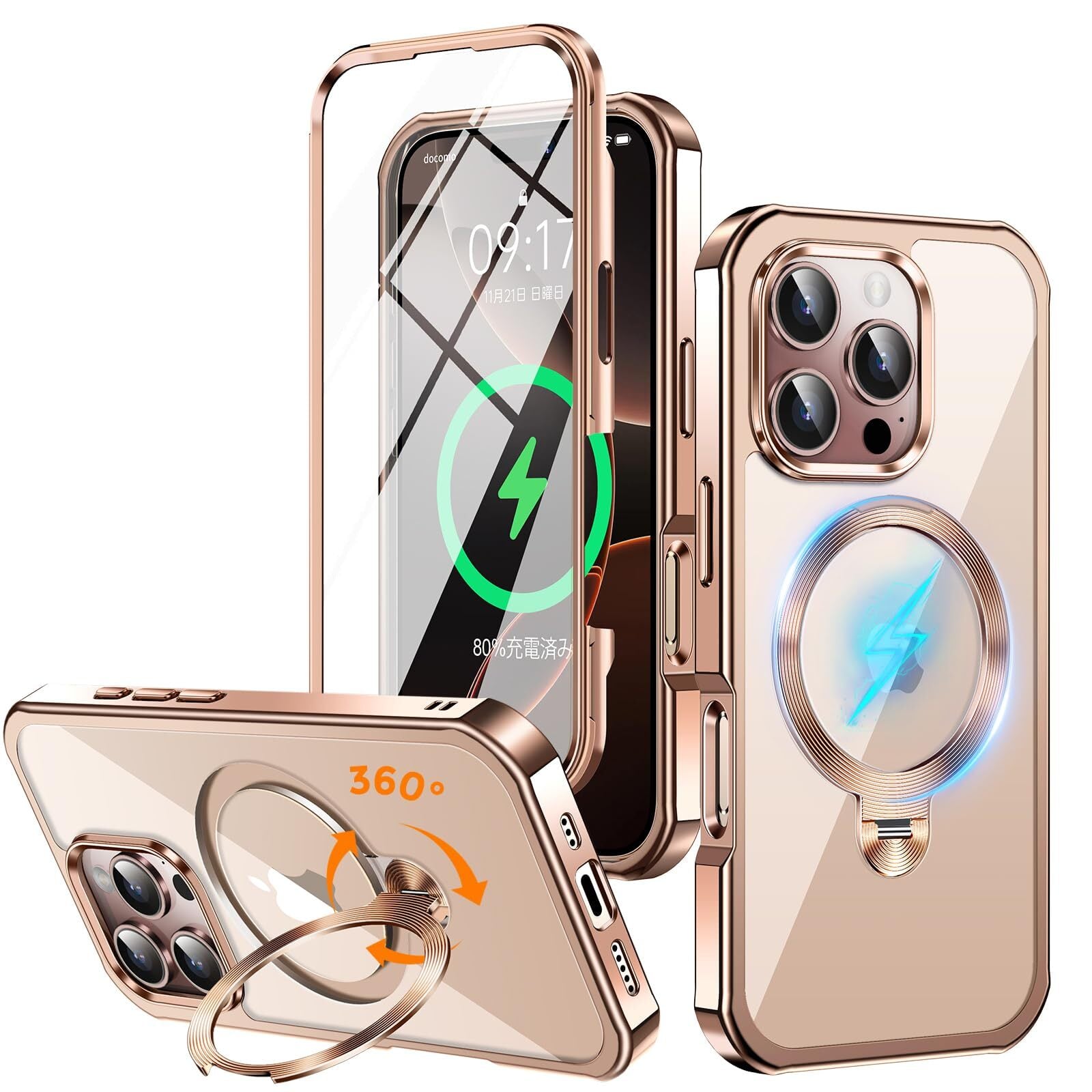 iPhone 16 Pro 用 ケース ダブルリング付き ショルダー