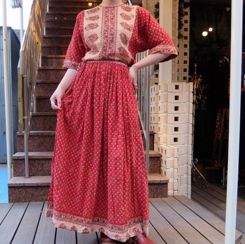 Vintage indian cotton dress／ヴィンテージ インド綿ドレス