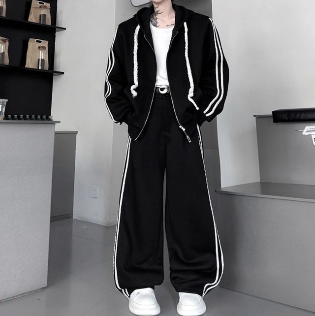 ラインデザインワイドスウェットセットアップ 2color MSE0018