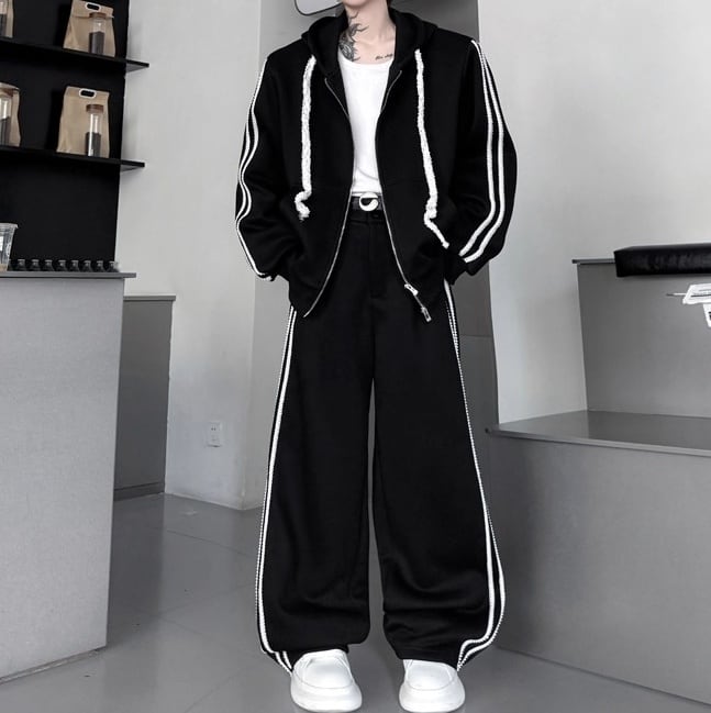 ラインデザインワイドスウェットセットアップ 2color MSE0018