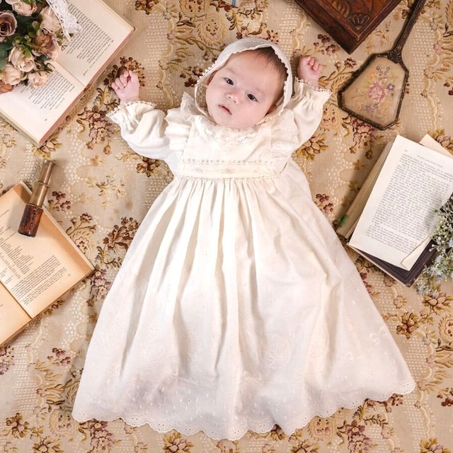Amorosa mamma セレモニードレス クラシカルレース 3点セット 50-70cm 日本製 オーガニックコットン100% CAK027 アモローサマンマ