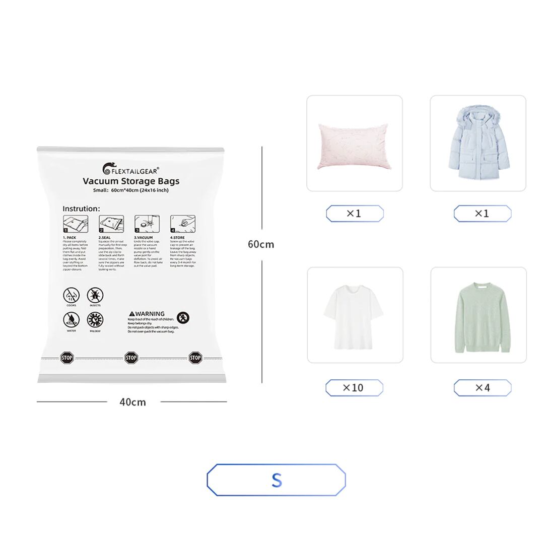 FLEXTAIL／圧縮収納袋 40*60cm 4枚セット(S) | WHATNOT HARDWEAR STORE