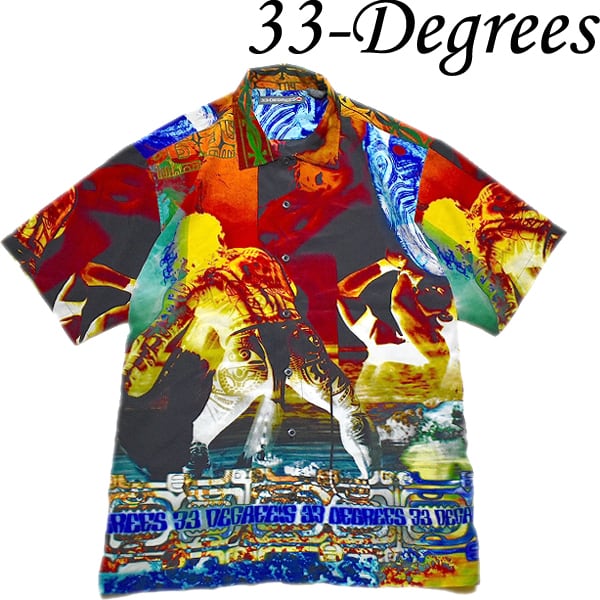 1点物◇33Degreesグラフィックアート柄シャツ開襟シャツ古着メンズ
