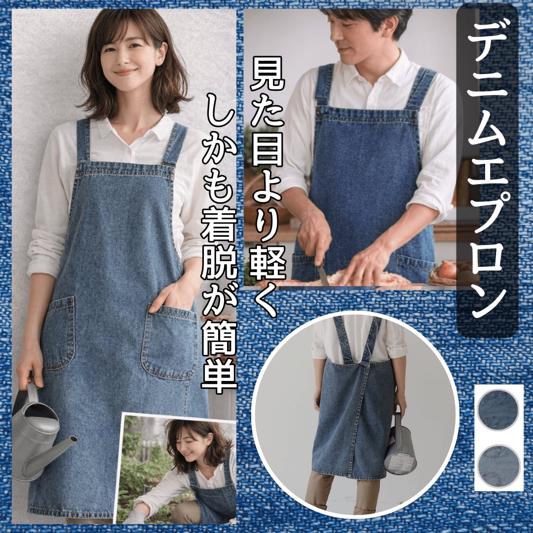エプロン デニム かぶるだけ おしゃれ レディース メンズ シンプル