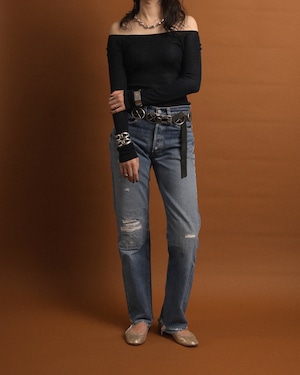 NICENICE MOMENT / Cropped Open Shoulder Future Dusk(Navy)