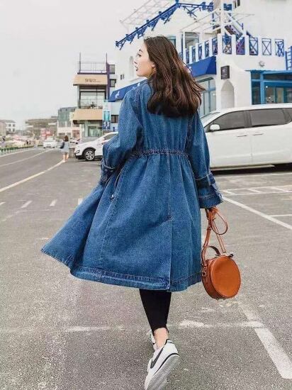 サイド紐付きデニムロングカーディガン