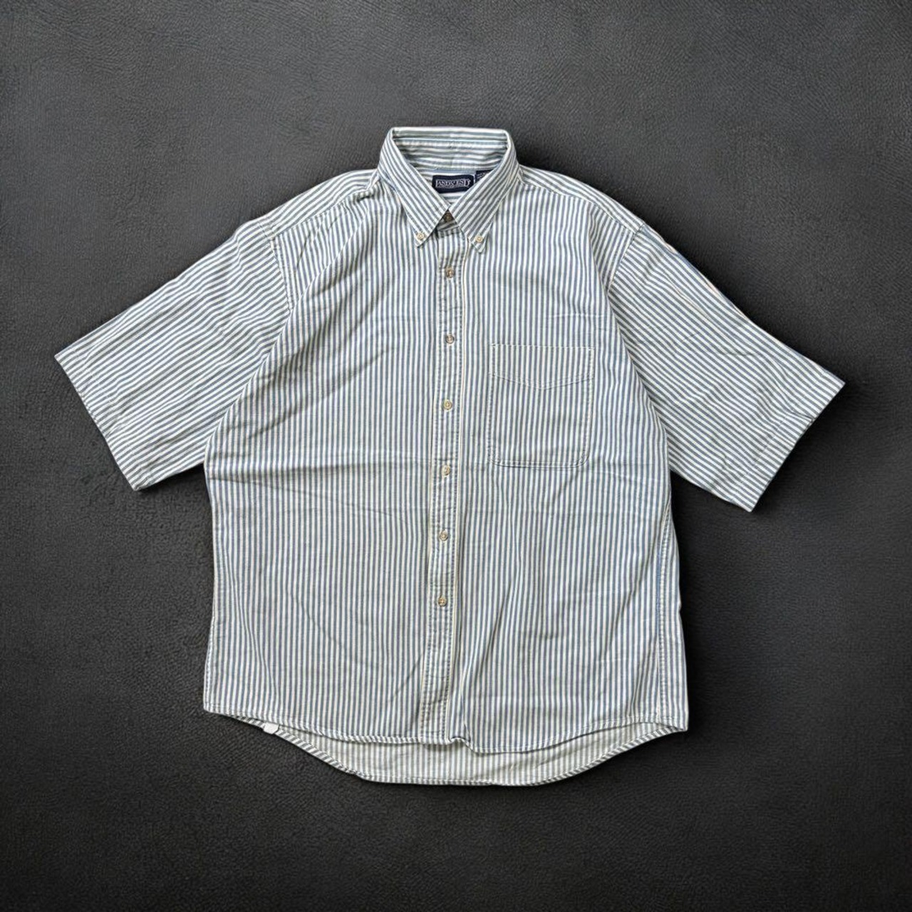 LANS’END S/S shirt 90s ランズエンド ストライプシャツ 古着 - 1