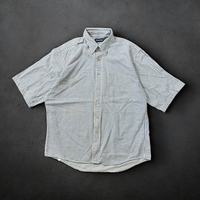 LANS’END S/S shirt 90s ランズエンド ストライプシャツ 古着