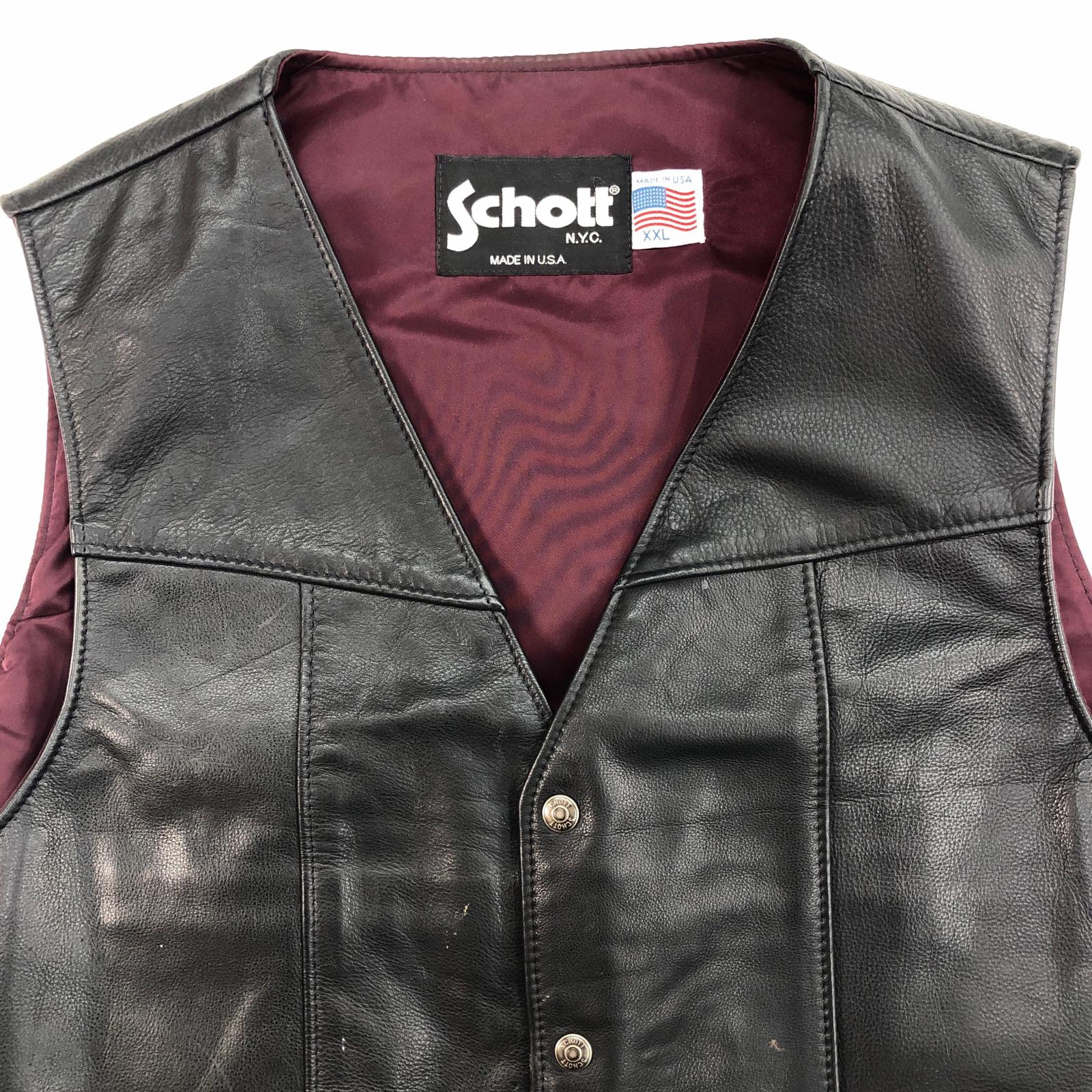SCHOTT ショット 80- 90年代 USA製 レザーベスト ライダースベスト