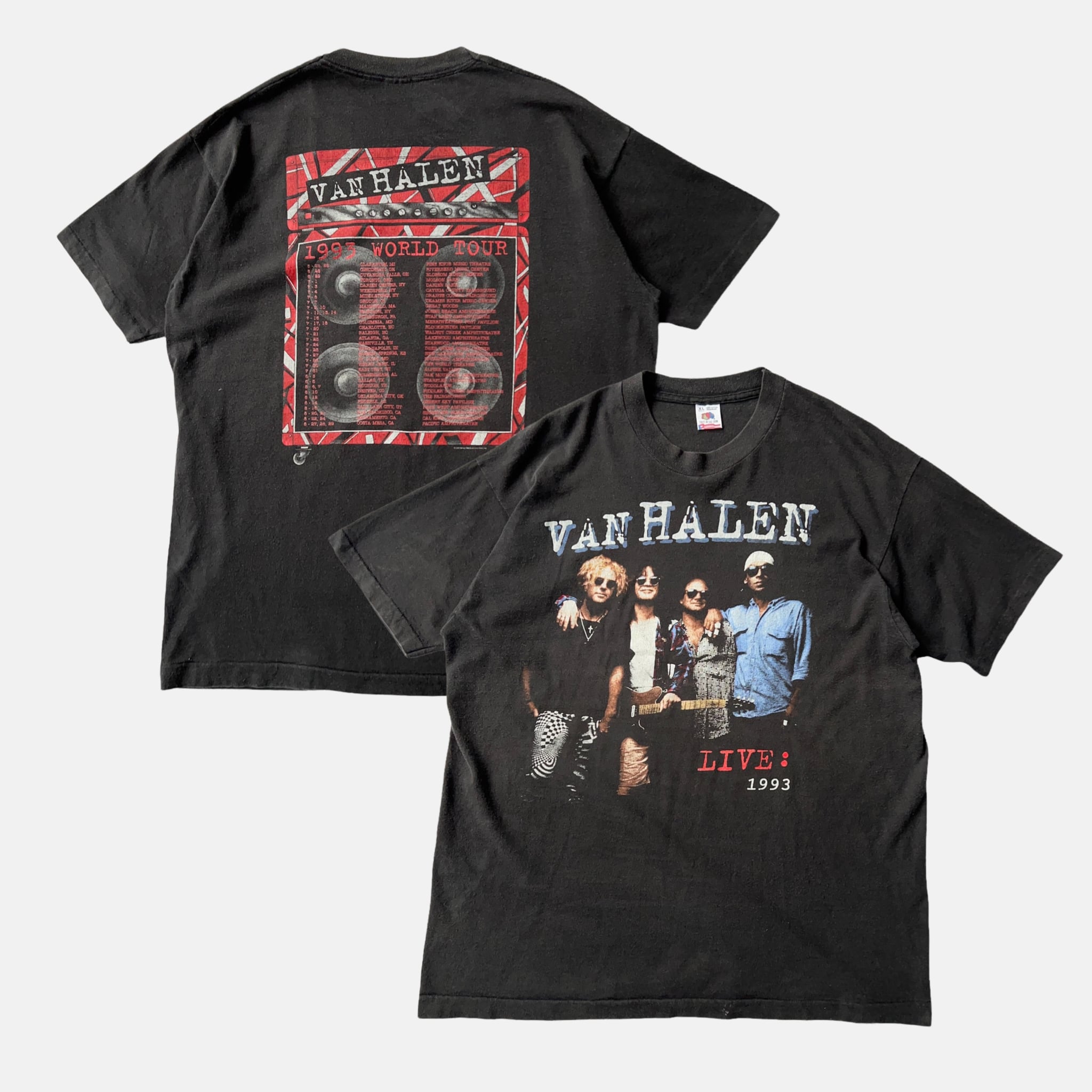 90年代 フルーツオブザルーム FRUIT OF THE LOOM VANHALEN ヴァンヘイレン 1993 WORLD TOUR 両面プリント バンドTシャツ バンT USA製 メンズXL ヴィンテージ /eaa357377